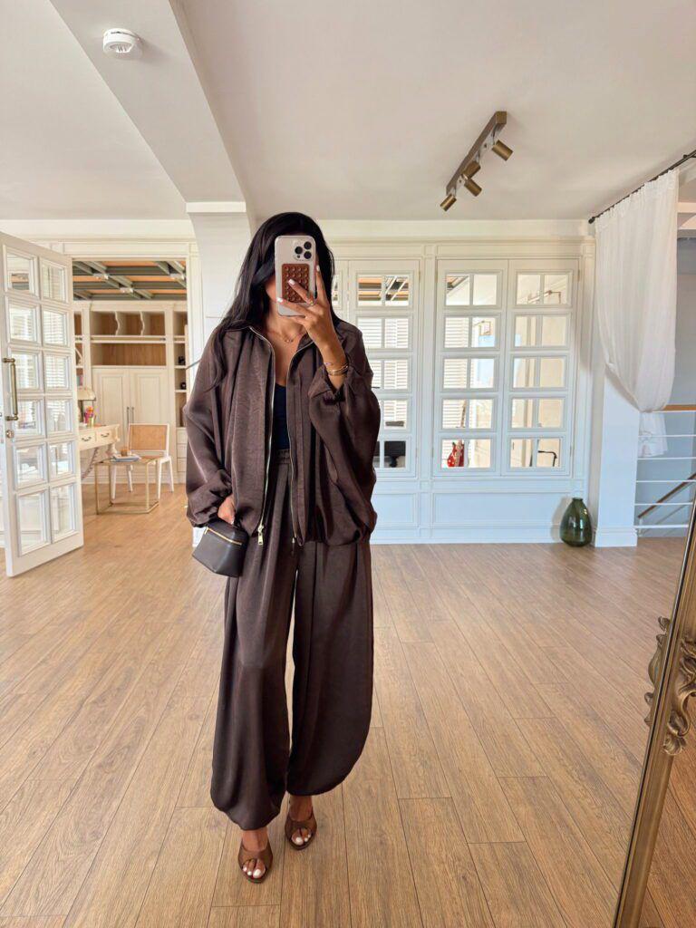 Brown silk set