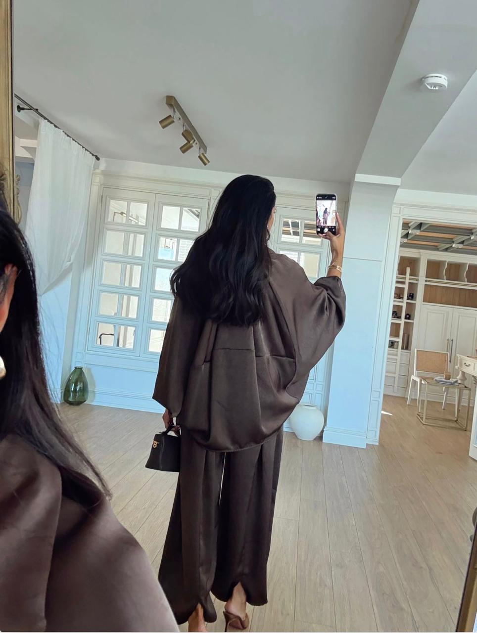 Brown silk set