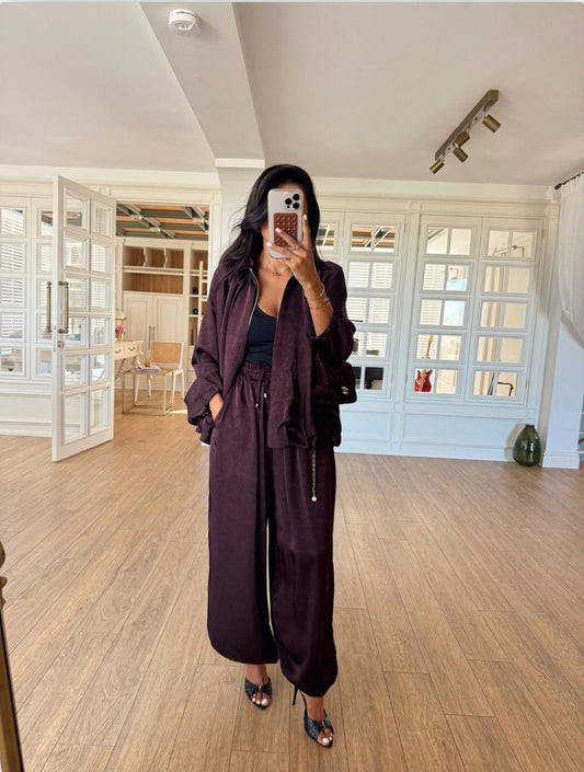 Burgundy silk set