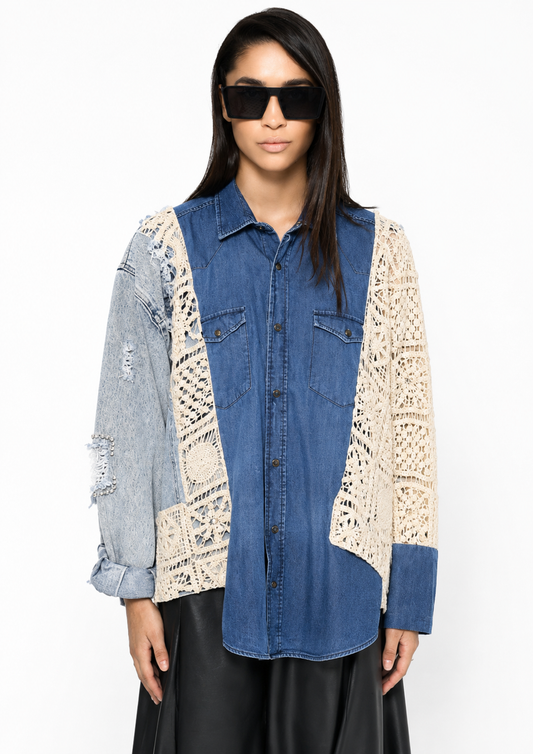 Shirt denim crochet side