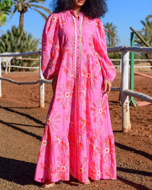 Dress floral pink fushia
