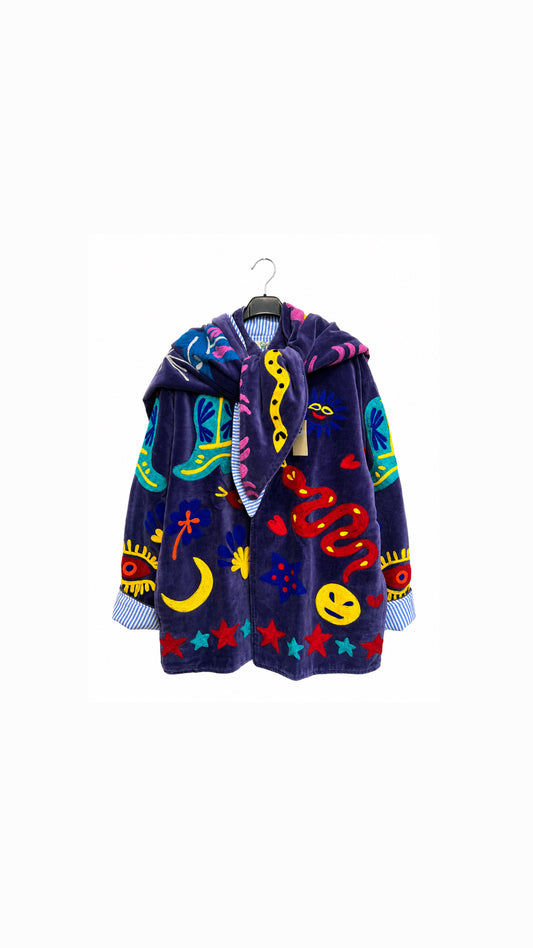 Jacket suede embroidery snake