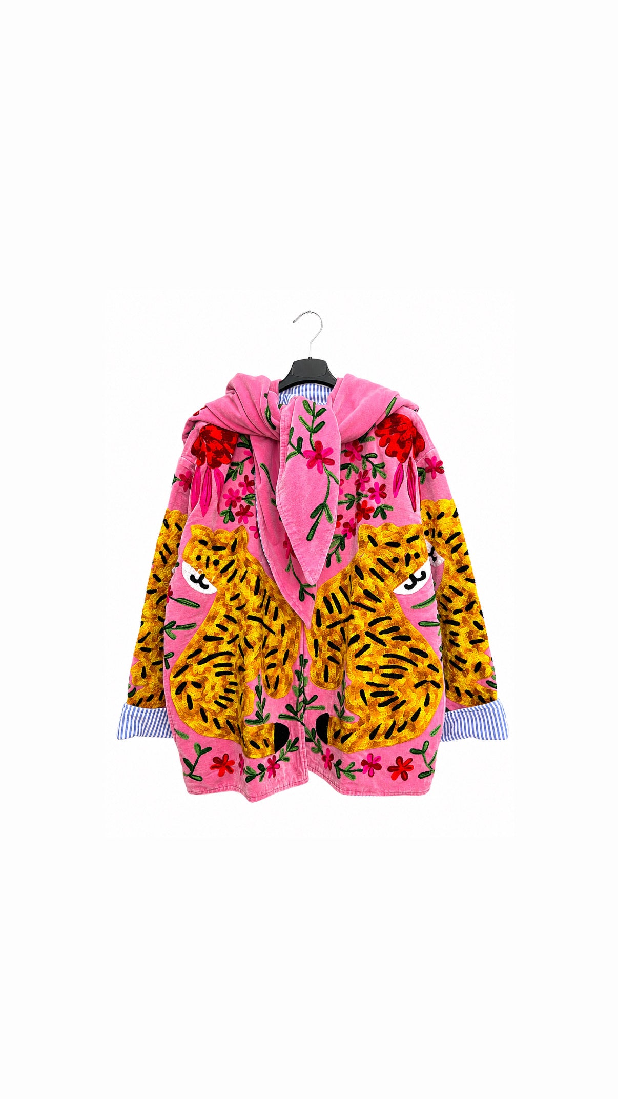 Jacket embroidery lion fushia
