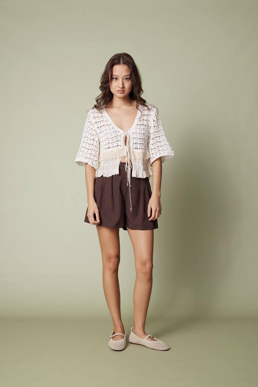 Shirt white ruffle crochet