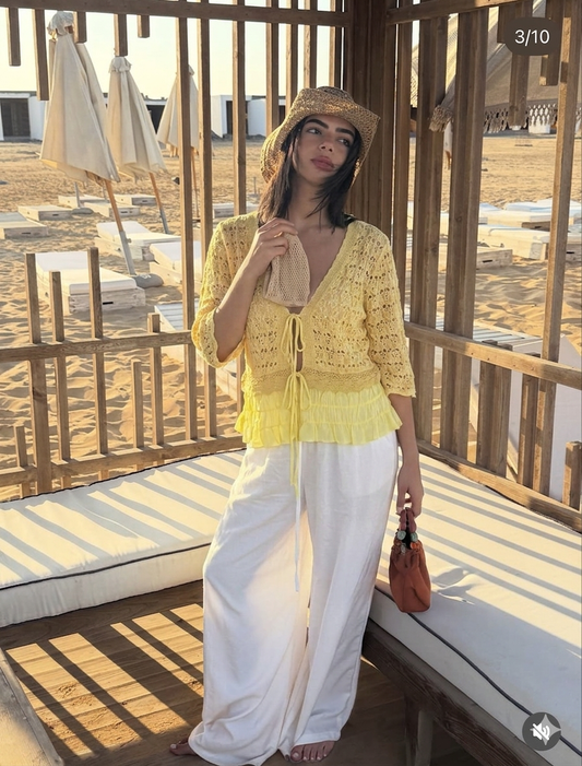 Shirt yellow ruffle crochet
