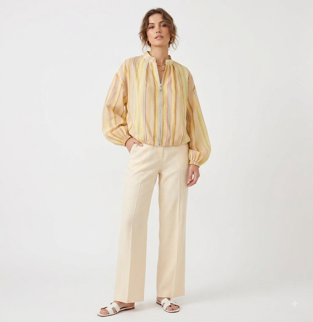 Bomber zipper stripe yellow