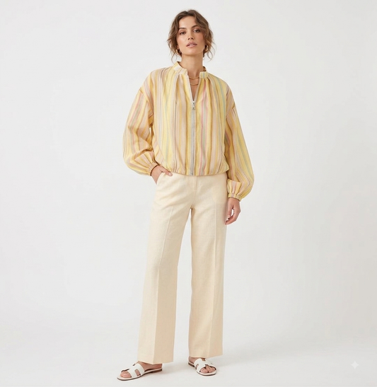 Bomber zipper stripe yellow