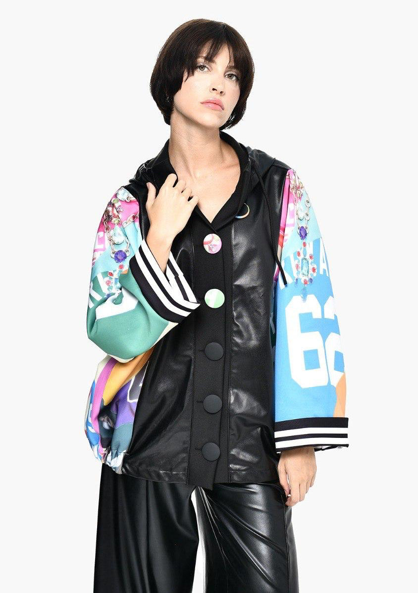 Jacket Leather Colorful sleeves