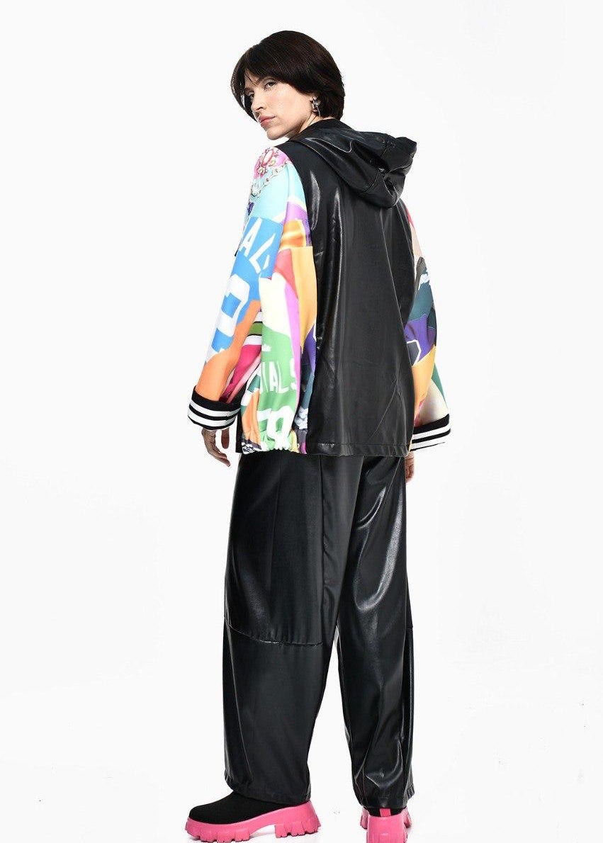 Jacket Leather Colorful sleeves