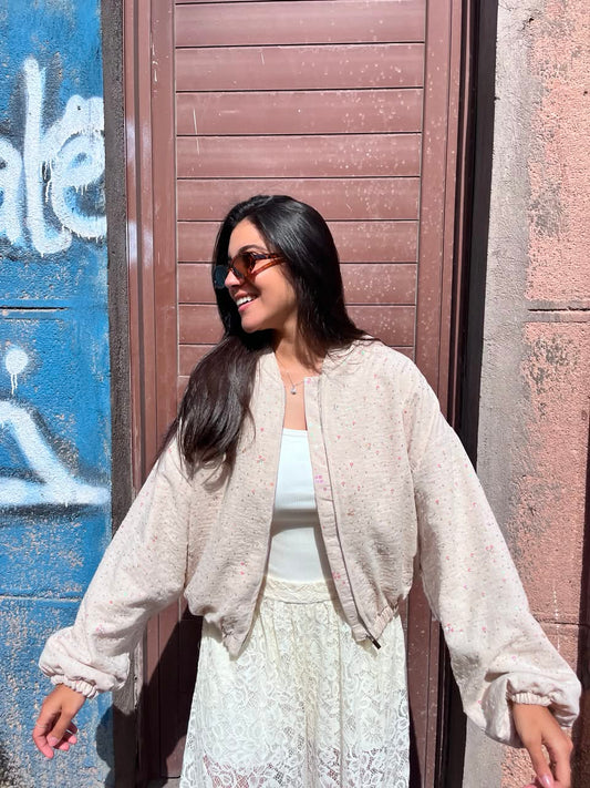 Shirt beige sequins