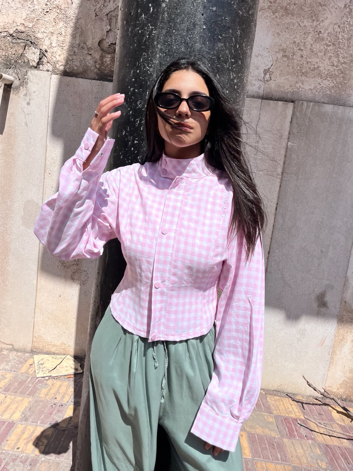 Shirt pink checkered