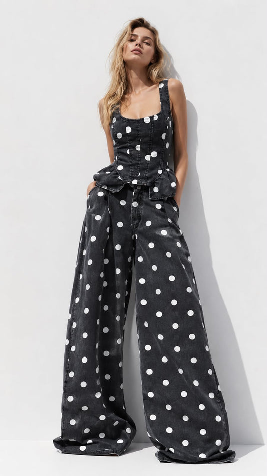 Set polka dots black
