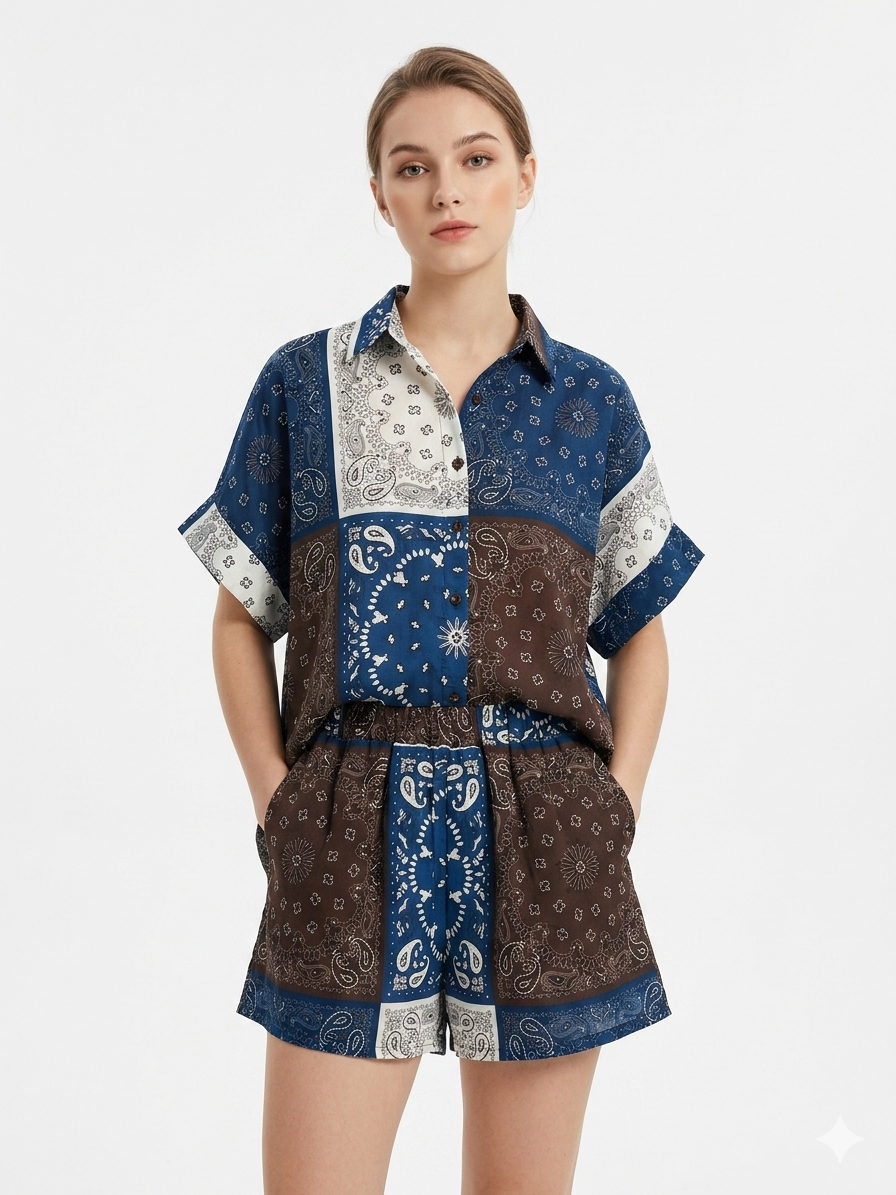 Set bandana navy brown