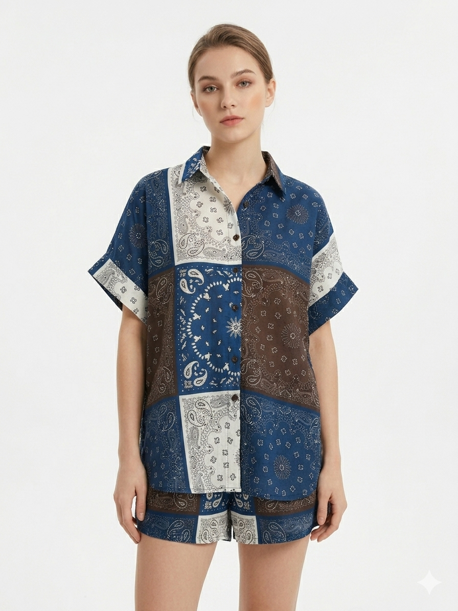 Set bandana navy brown