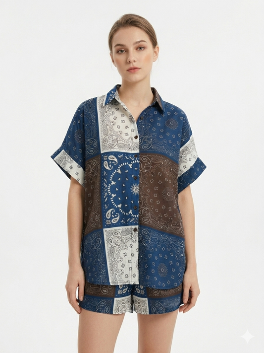 Set bandana navy brown