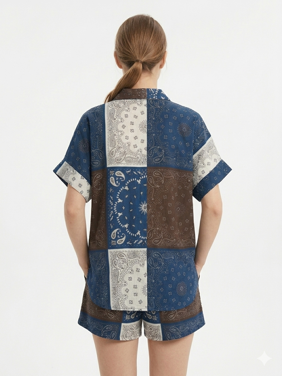 Set bandana navy brown