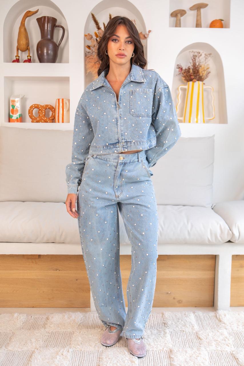 Jacket pearls denim