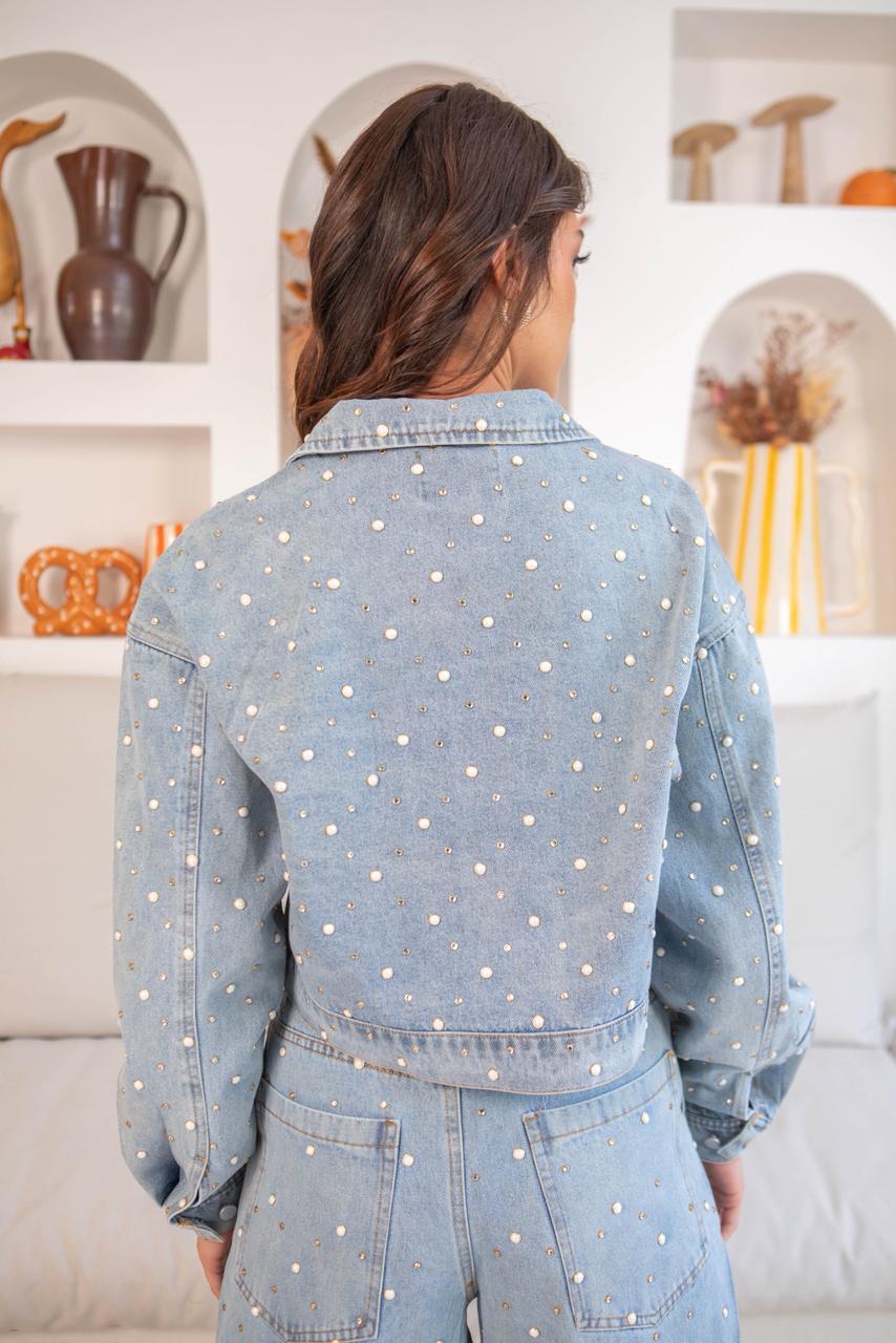 Jacket pearls denim