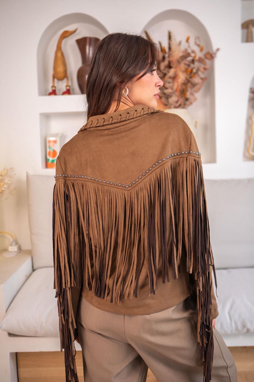 Jacket brown fringes