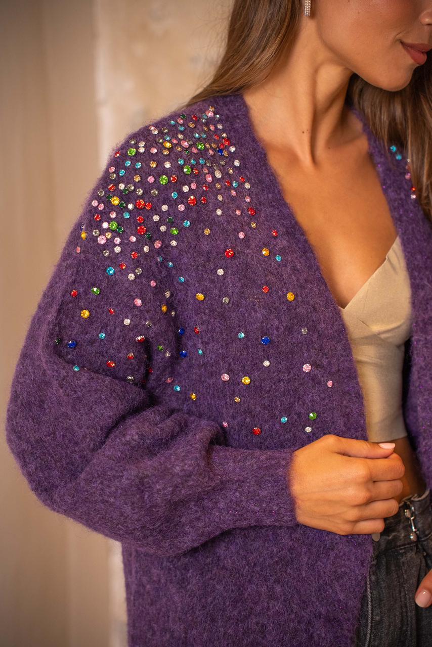 Cardigan purple studs