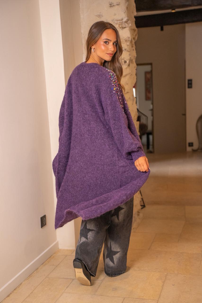 Cardigan purple studs