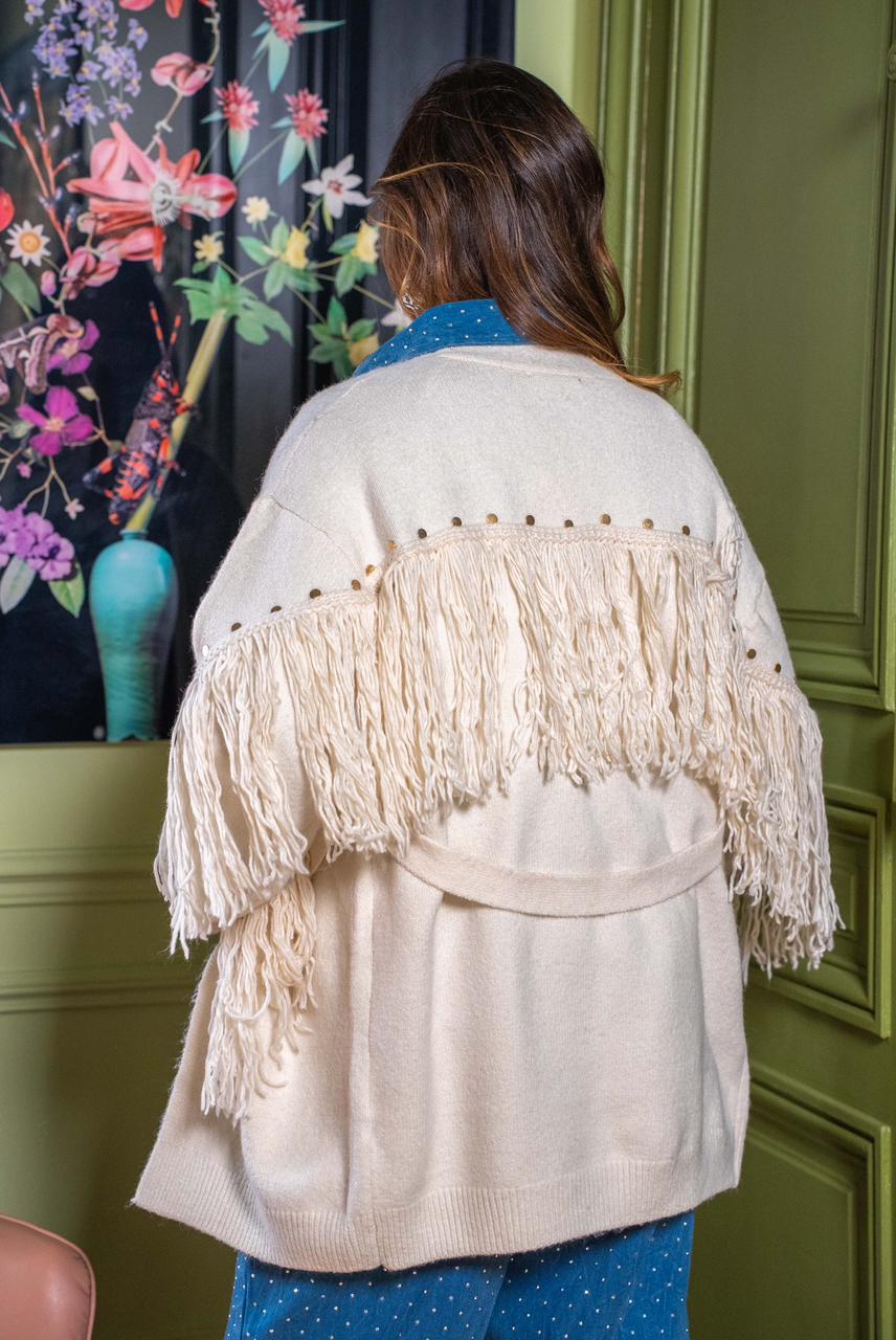 Cardigan fringes wool