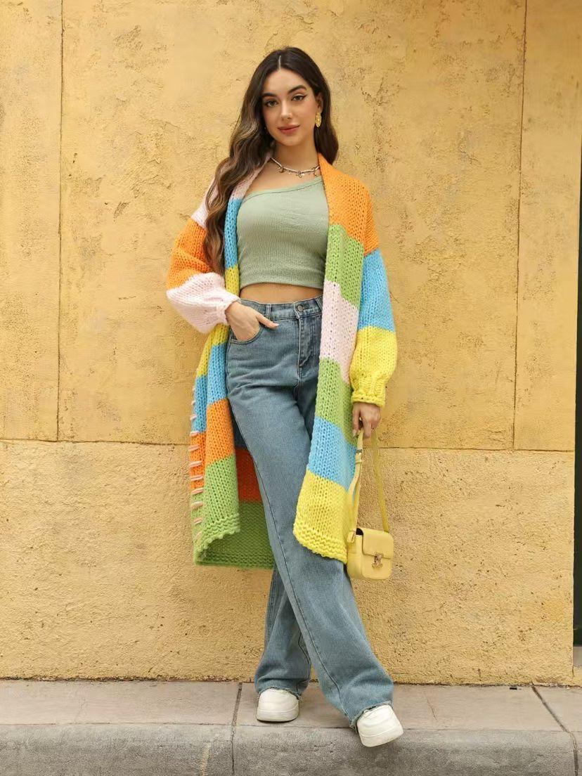 Cardigan Long Colorful Stripe