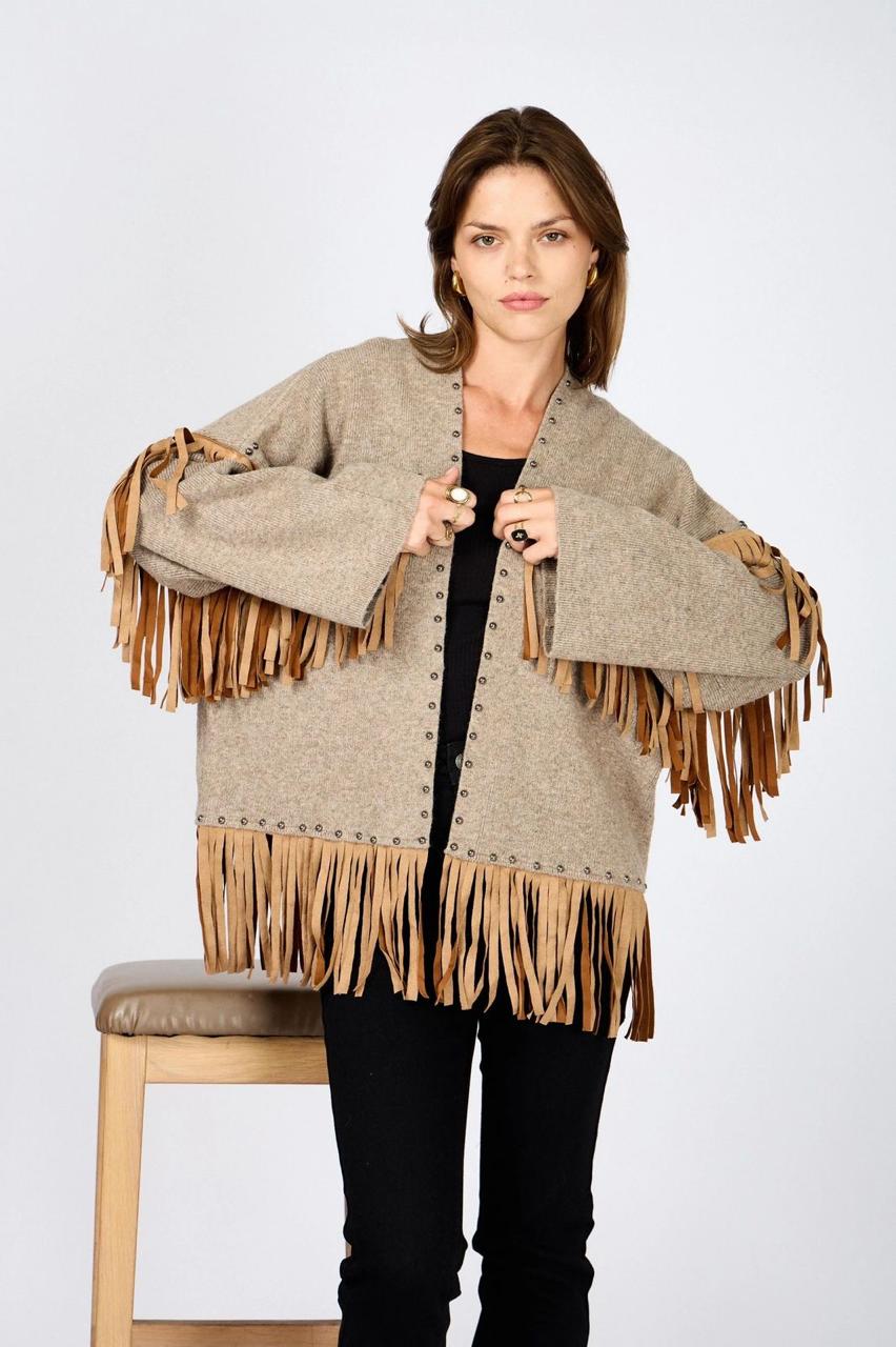 Cardigan Wool Fringes