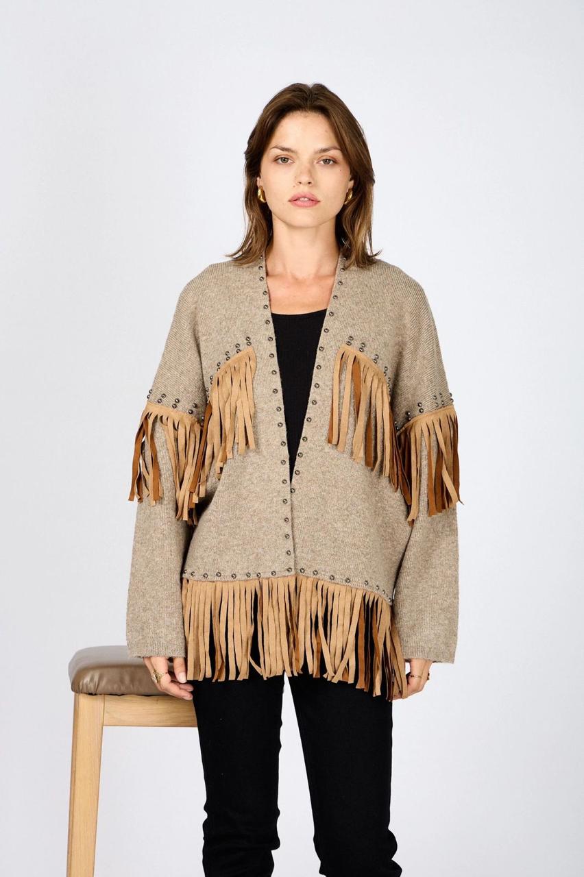 Cardigan Wool Fringes