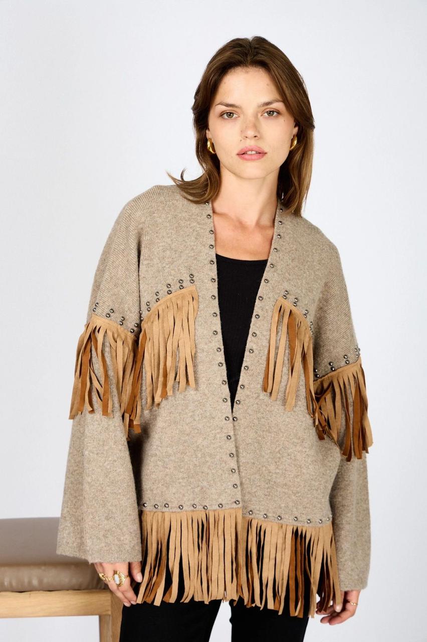 Cardigan Wool Fringes
