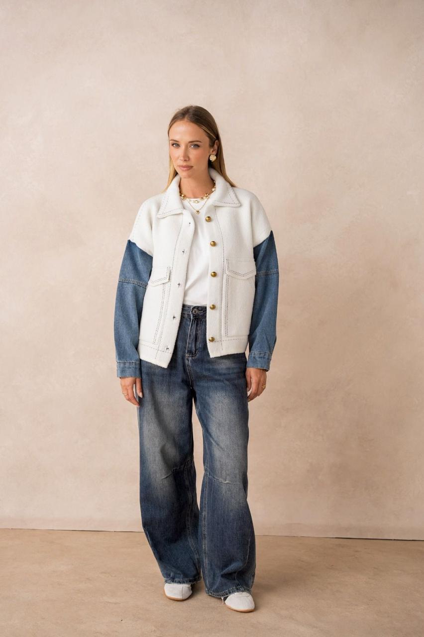 Jacket White Denim Sleeves