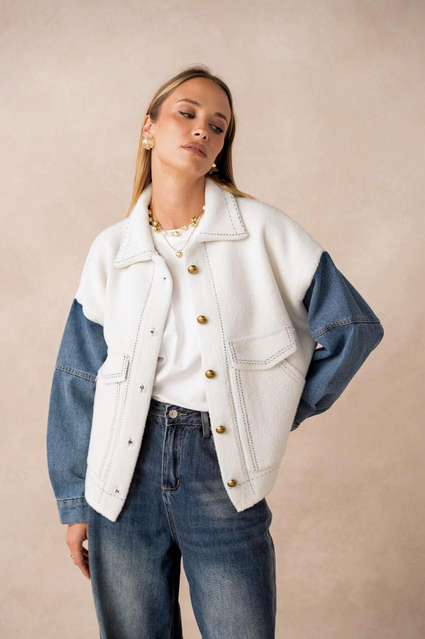 Jacket White Denim Sleeves