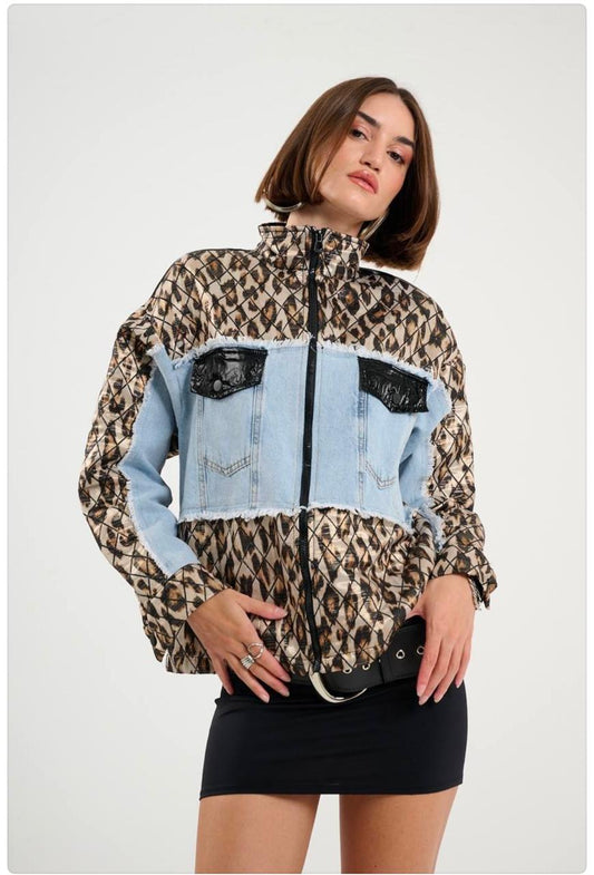 Leopard print denim