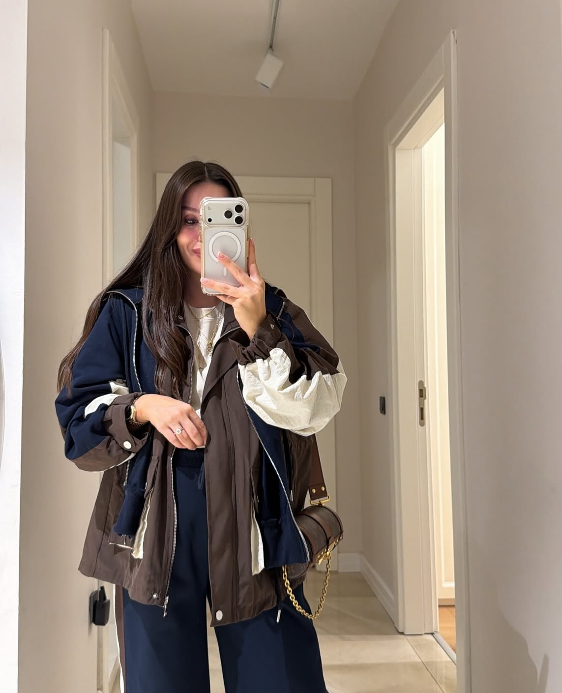 Set attached hoddie brown