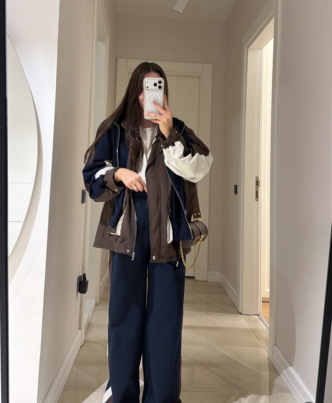 Set attached hoddie brown