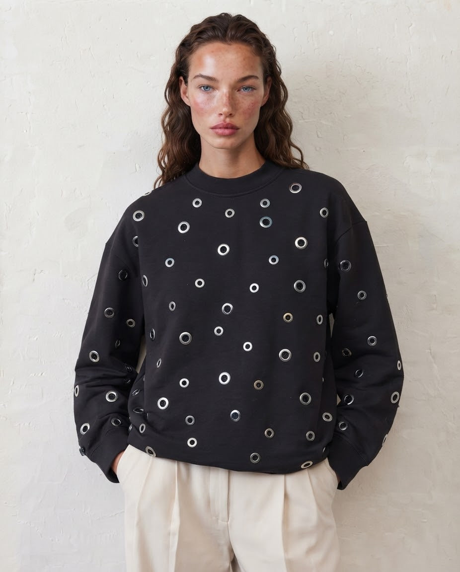 Shirt black circles gold