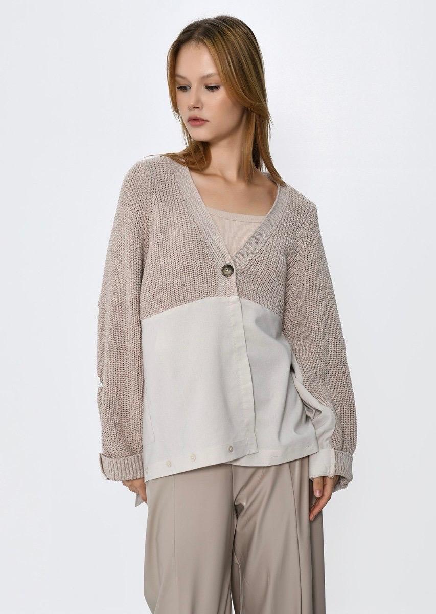 Cardigan shirt mix knit two sides