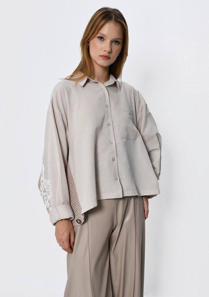 Cardigan shirt mix knit two sides