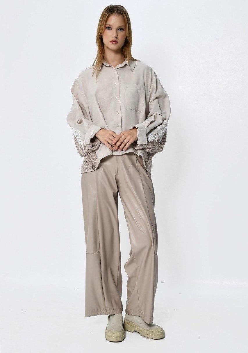 Cardigan shirt mix knit two sides