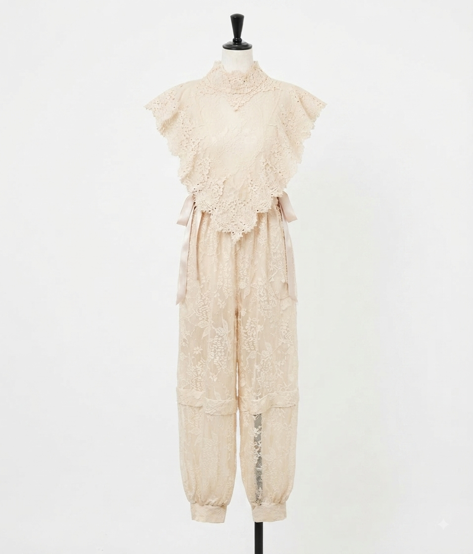 Set lace sleeveless off white