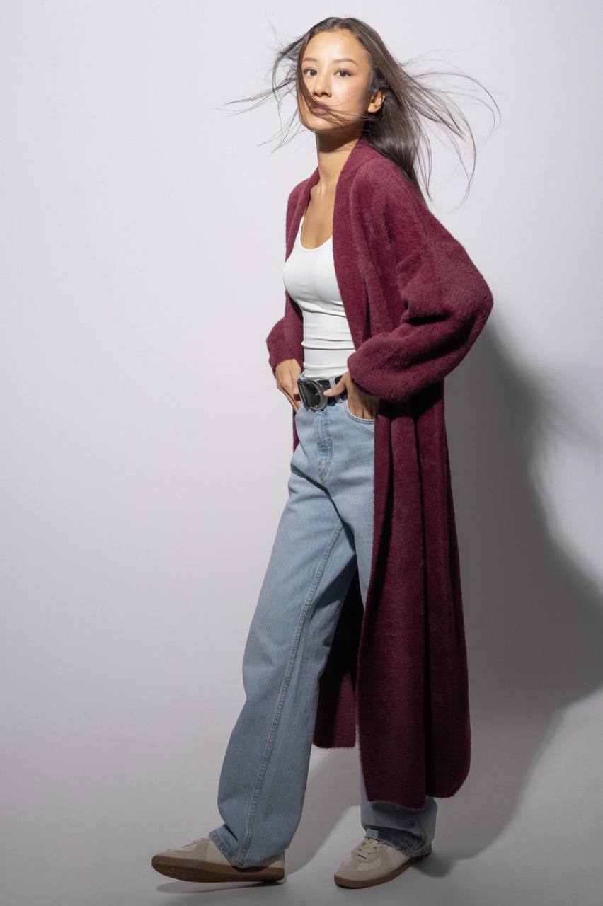 cardigan fur burgundy