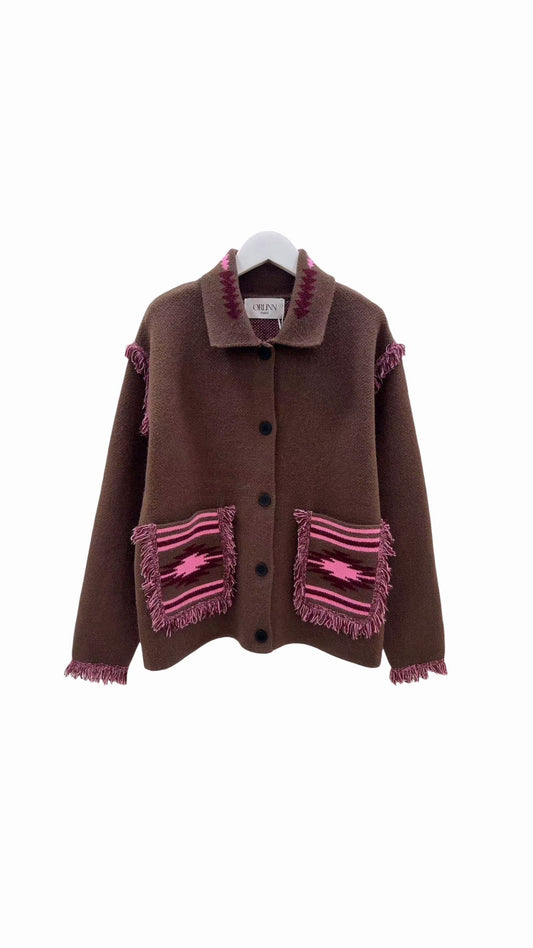 Jacket knit pockets brown