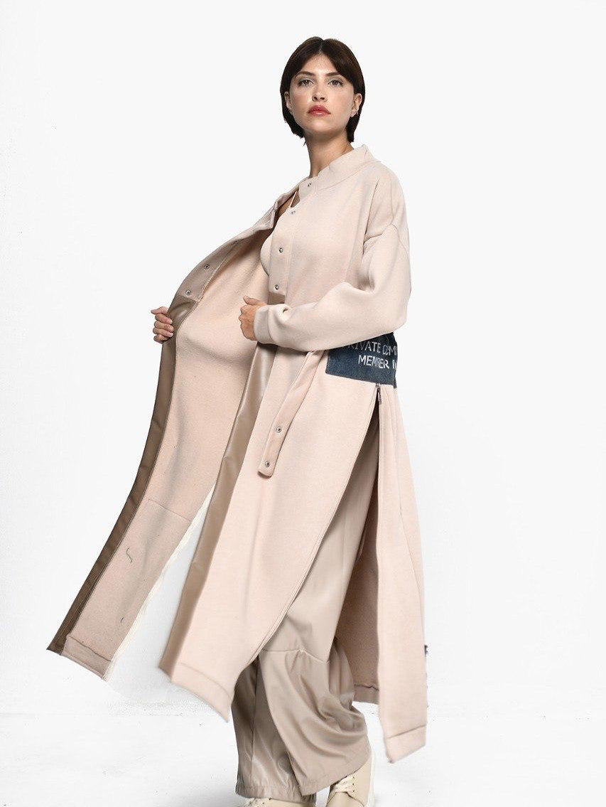 Cardigan jacket beige mix denim