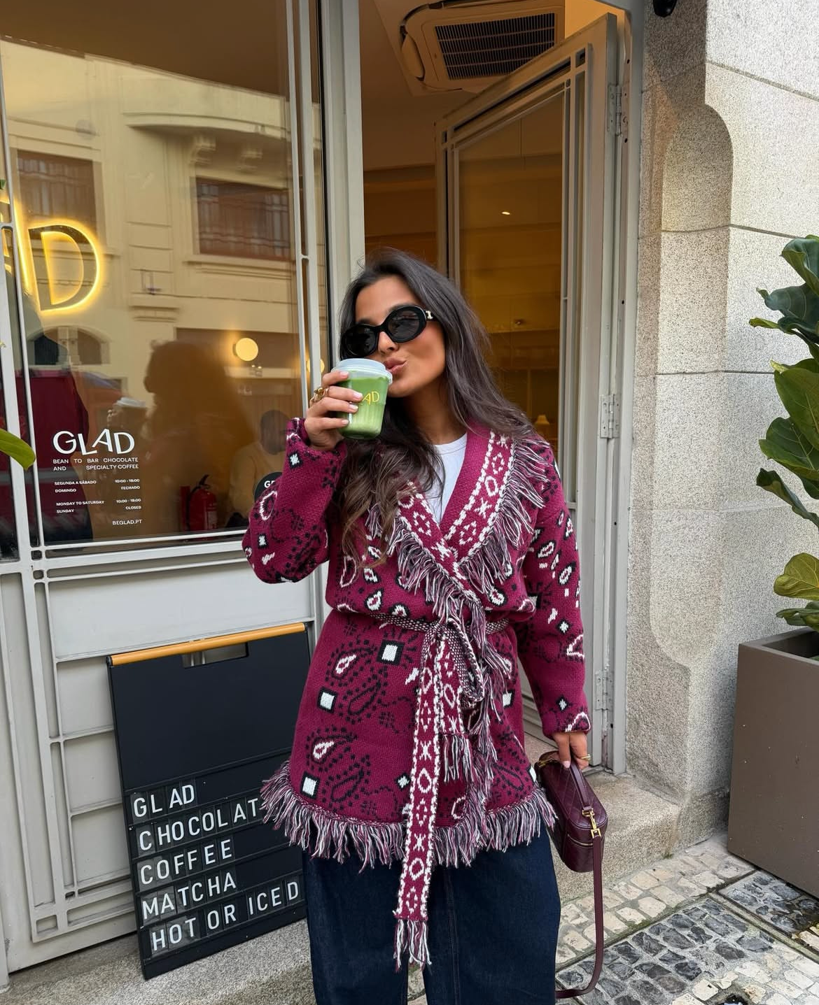 Bandana Cardigan Burgundy