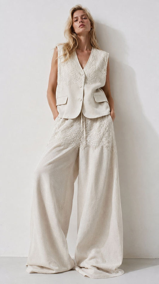 Set vest lace offwhite