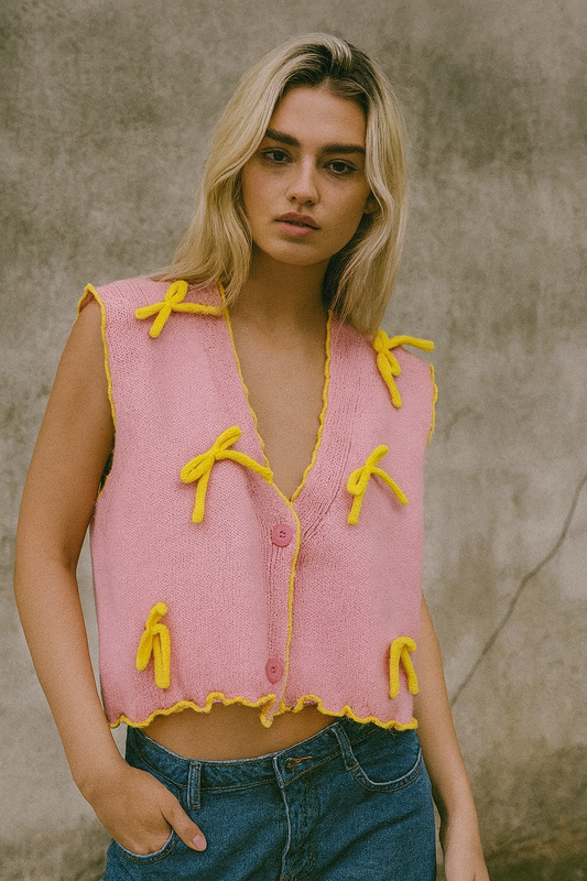 Pink yellow knit