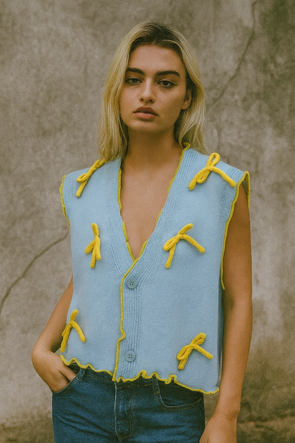 Blue yellow knit