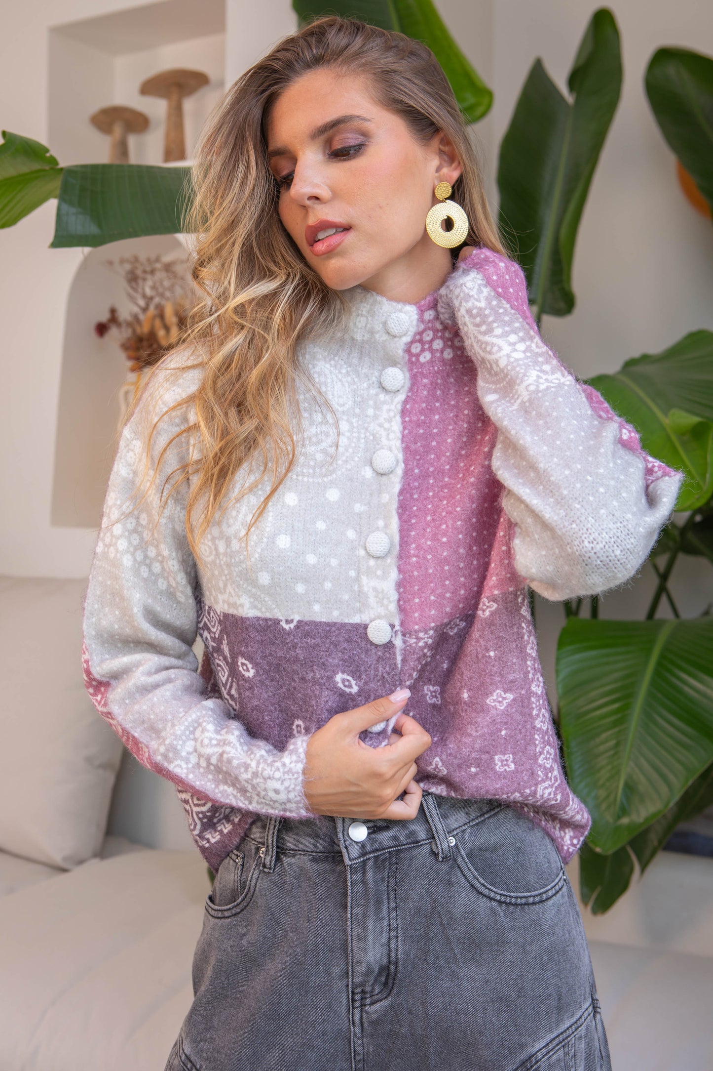 Bandana pink knit