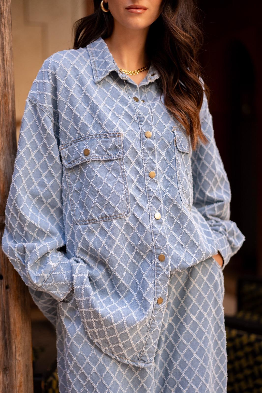 Light denim set embroidery