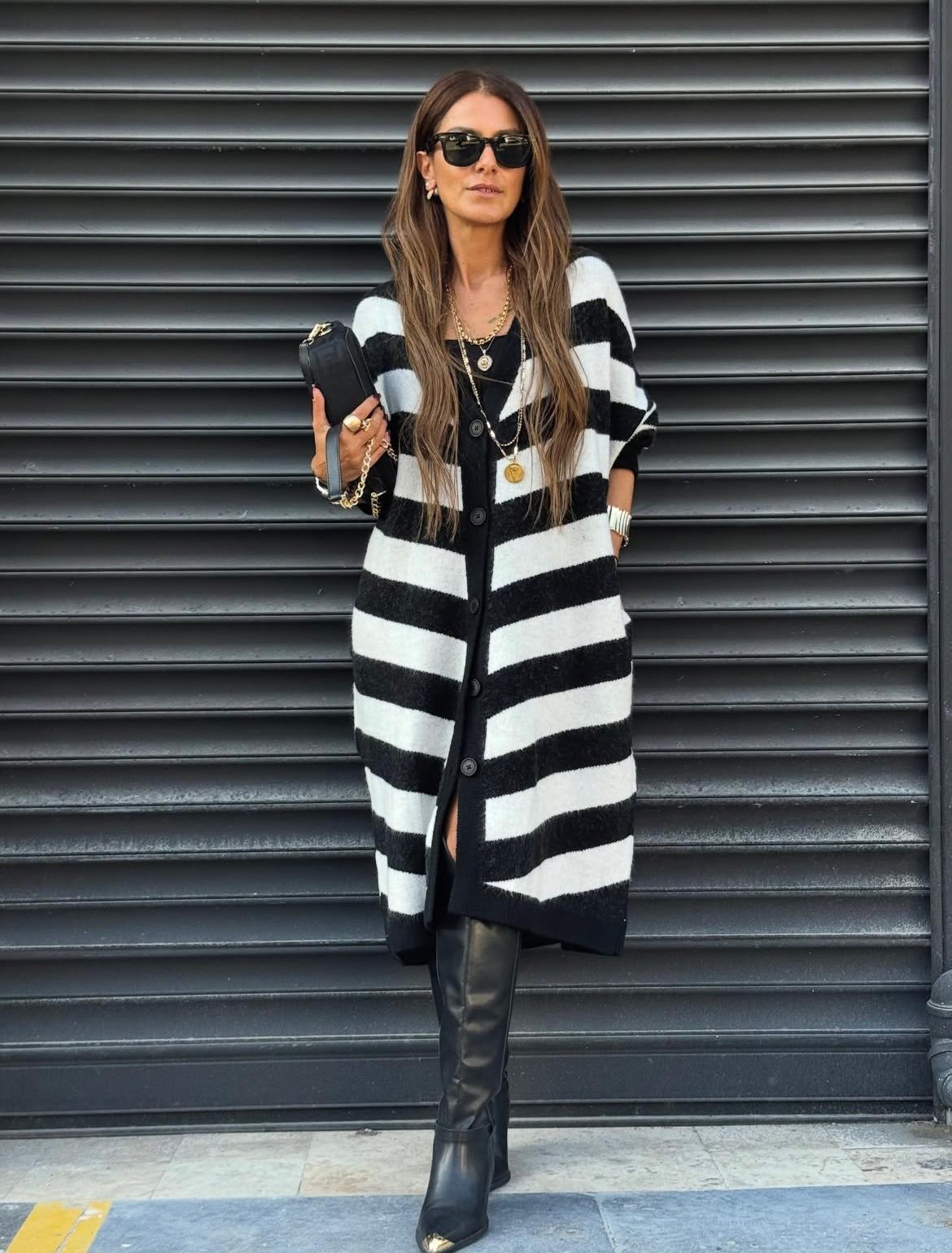 Stripe cardigan fur